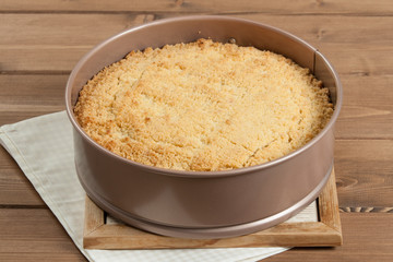 Homebaked Cottage Cheese Pie In Baking Tray.
