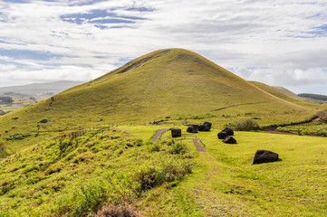 Vaka Kipo Volcano site in Easter Island, Chile