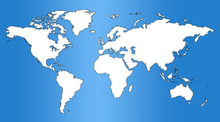Blue similar world map blank for infographic