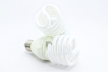 Energy saving light bulb on a white background