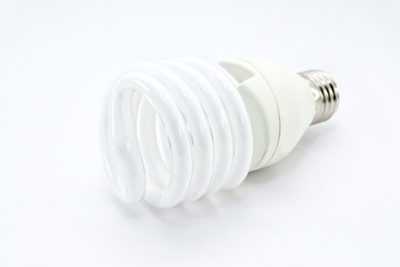 Energy saving light bulb on a white background