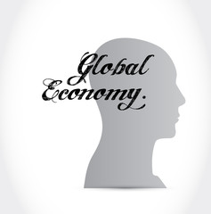 global economy thinking brain sign concept