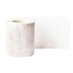 Toilet paper with a pattern isolated on white background