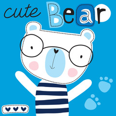 cute white teddy bear animal vector illustration