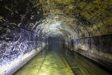 Flooded abandoned coal mine in Tkvarcheli, Abkhazia, Georgia