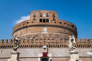 Close up view of Sant'Angelo or saint angelo castle in Rome, Italy, Europe travel concept