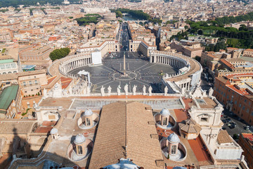 Aerial view of saint peter's square in Vatican City, Italy tourism, Europe travel concept