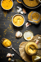 Ingredients for making mustard. - obrazy, fototapety, plakaty