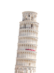 The leaning tower of Pisa in Italy, isolated on white background