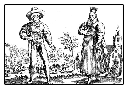XVII century, Swabian marriage, farmer groom and bride