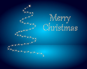 Christmas Card Merry Christmas with Christmas tree