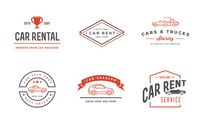 Set of Vector Car Rental Service Elements can be used as Logo or