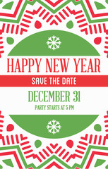 Vector Happy New Year or Merry Christmas theme Save the Date Inv