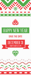 Vector Happy New Year or Merry Christmas theme Save the Date Inv