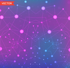 Abstract Background with Particles Structure of Molecule Genetic