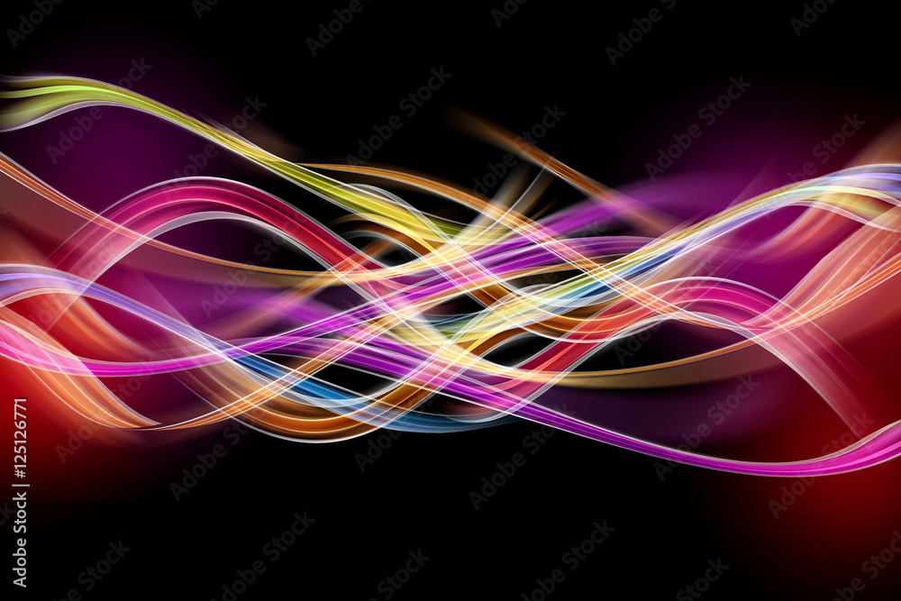 Fototapete Abstract background powerful effect lighting. Colorful blurred waves design. Glowing template for your creative graphics.