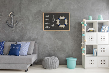 Grey interior with nautical decorations