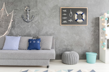 Flat with marine wall decorations