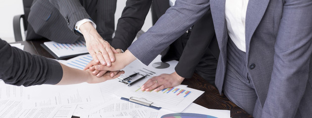 Businesswoman keeping their hands together