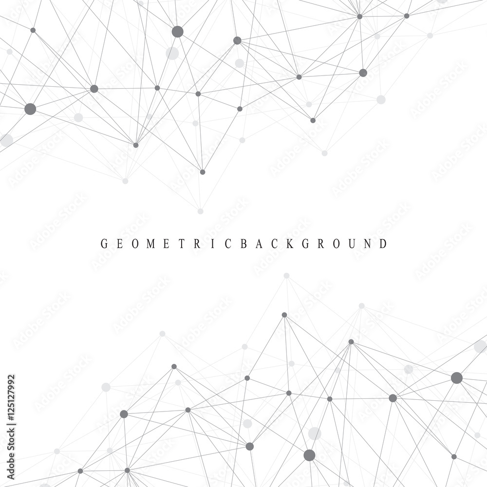 Poster Geometric abstract background with connected line and dots. Graphic background for your design. Vector illustration.