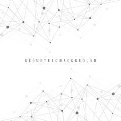 Geometric abstract background with connected line and dots. Graphic background for your design. Vector illustration.