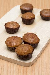 banana cake on the wooden board