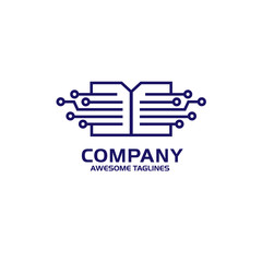 Fototapeta premium digital print. digital document. digital book. tech book logo vector concept 