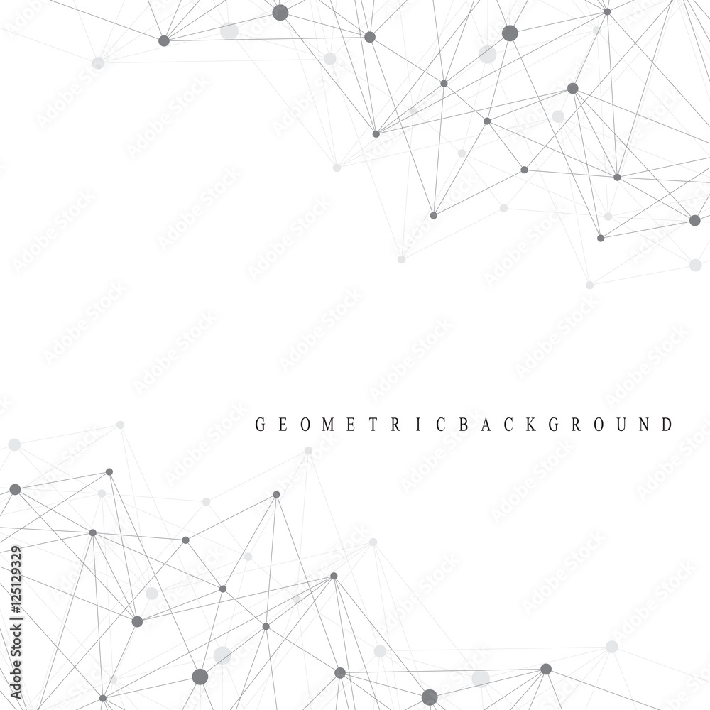 Aufkleber Geometric abstract background with connected line and dots. Graphic background for your design. Vector illustration.