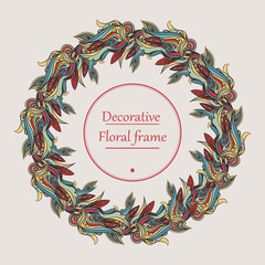 Vector Wreath. Floral frame. Round border with flowers an