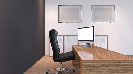 Interior of the modern office in the highlands. 3d rendering.