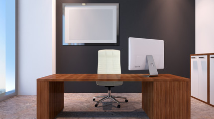Office building in a new residential area. 3d rendering.