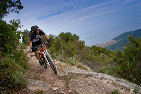 Elba Island, Mount Perone pedaling on a mountain bike