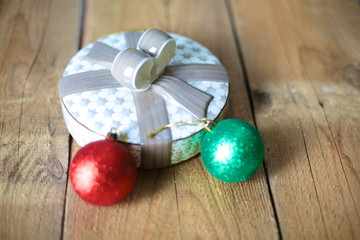 Gold Christmas background of de-focused lights with decorated tree