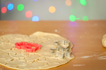 Cutting cookies with molds for cookies