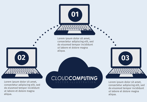 Minimalist Cloud Computing and Data Network Infographic