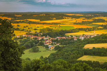 Picturesque valley at sunset. Burgundy, France