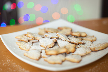 Christmas gingerbread cookies on plate