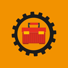 gear construction tool box red vector illustration eps 10