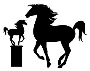 Fototapeta na wymiar profile horse black vector silhouette