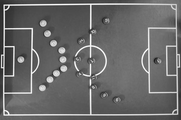 Soccer formation tactics on a green board
