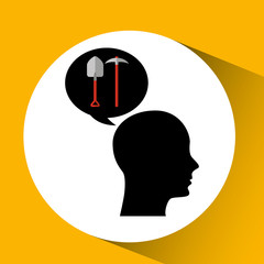 head silhouette black icon shovel and pick vector illustration eps 10