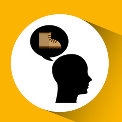 head silhouette black icon boot vector illustration eps 10