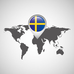 sweden flag pin map design vector illustration eps 10