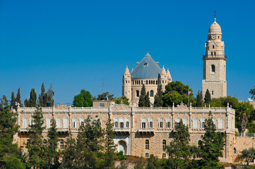 Fototapeta na wymiar View of Church of Dormition on Mount Zion, Jerusalem, Israel