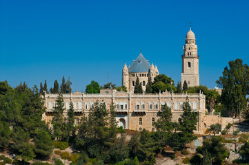 Fototapeta na wymiar View of Church of Dormition on Mount Zion, Jerusalem, Israel