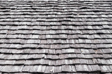 Wooden old retro style roof texture on old house