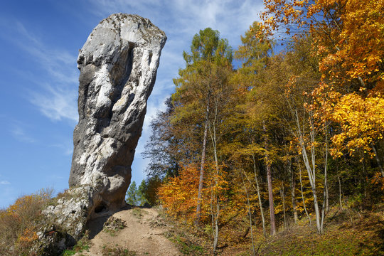 Rock called Maczuga Herkulesa in Pieskowa Skala.Poland