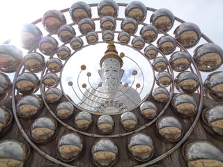 Stunning Giant Buddha Statue with the Ball Shaped Decoration in the Buddhism Temple of Thailand 