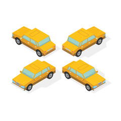 Vector isometric car in different views.