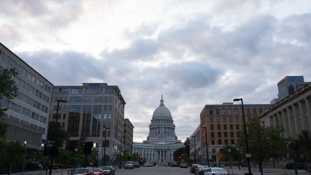 Time Lapse Video of sunset and lighting of capitol dome in Madison, Wisconsin